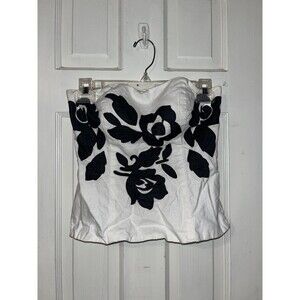 White and Black Embroidered Tube Top